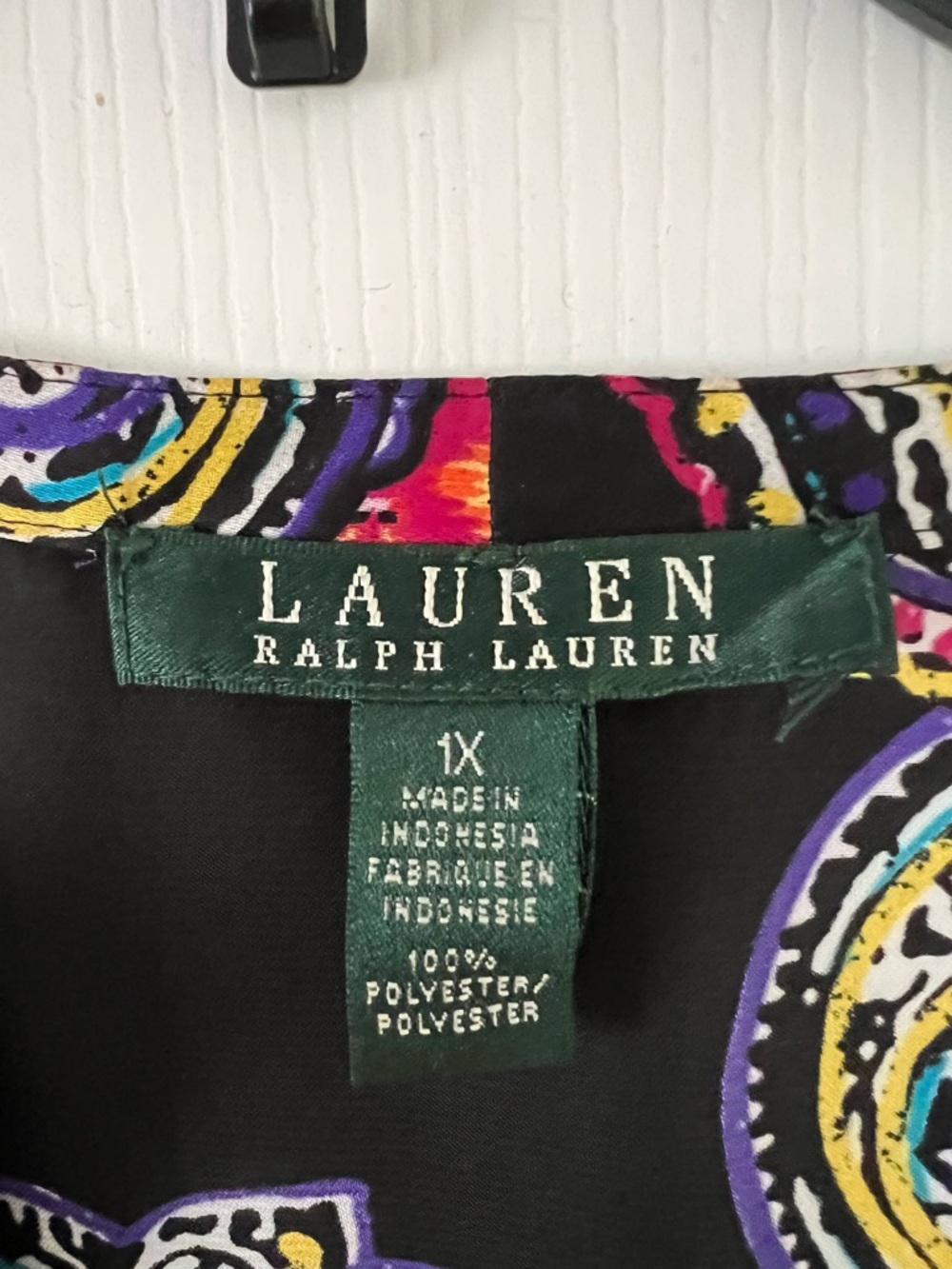 Ralph Lauren Black Multicolor Paisley Split-Neck Tunic - Picture 2 of 3